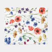 Couverture Polaire Beaux fleurs sauvages, aquarelle, pavot, fleur de  (Devant (Horizontal))