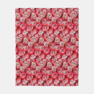 Couverture Polaire Beaux roses en bouquet rose et rouge