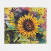 Couverture Polaire Beaux Tournesols En Aquarelle (Devant (Horizontal))