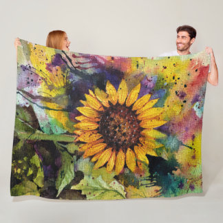 Couverture Polaire Beaux Tournesols En Aquarelle