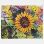 Couverture Polaire Beaux Tournesols En Aquarelle (Devant (Horizontal))