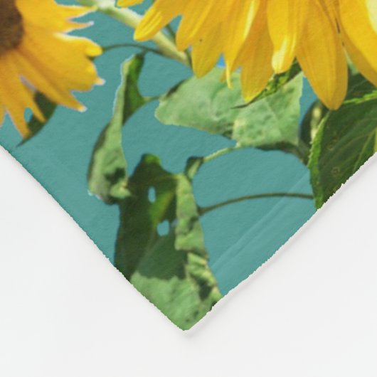 Couverture Polaire Beaux Tournesols Jaunes sur Turquoise (Coin)