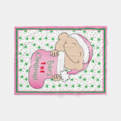 Couverture Polaire Bébé 1er Noël/Blanche en polaire rose (Devant (Horizontal))