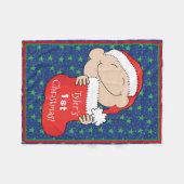 Couverture Polaire Bébé 1er Noël / Blanche en polaire rouge (Devant (Horizontal))