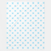 Couverture Polaire Bébé bleu croix coutures sur blanc (Devant)