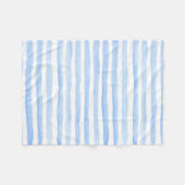 Couverture Polaire Bébé bleu et blanc aquarelle horizontale rayée (Devant (Horizontal))