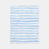 Couverture Polaire Bébé bleu et blanc aquarelle horizontale rayée (Devant)
