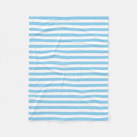 Couverture Polaire Bébé Bleu et Blanc Taille moyenne Rayures horizont (Devant)