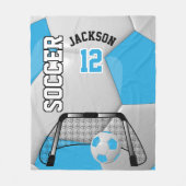 Couverture Polaire Bébé Bleu et Blancs de football avec DO-IT-YOURSEL (Devant)