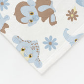 Couverture Polaire Bébé bleu Jungle Animaux Motif Personnalisé (Coin)