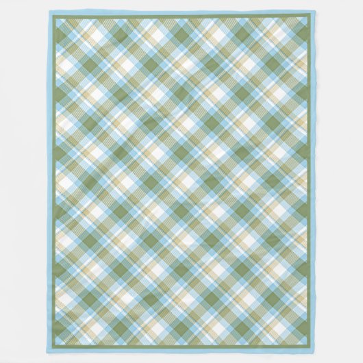 Couverture Polaire Bébé Bleu Olive Vert Rétro Tartan Plaid Motif (Devant)