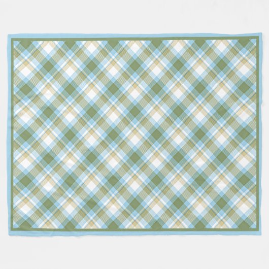 Couverture Polaire Bébé Bleu Olive Vert Rétro Tartan Plaid Motif (Devant (Horizontal))