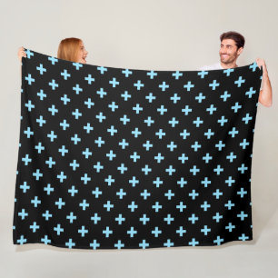 Couverture Polaire Bébé bleu polka croise sur noir