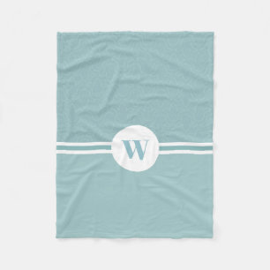 Couverture Polaire Bébé bleu rayures modernes personnalisée monogramm