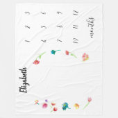 Couverture Polaire Bébé de suivi de mois avec nom (Devant)