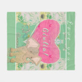 Couverture Polaire Bébé Eléphant Coeur Fleece Blanket (Devant (Horizontal))