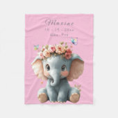 Couverture Polaire Bébé éléphant mignon papillons fleurs (Devant)