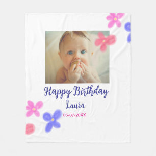 Couverture Polaire Bébé enfants 1er anniversaire ajouter le nom date 
