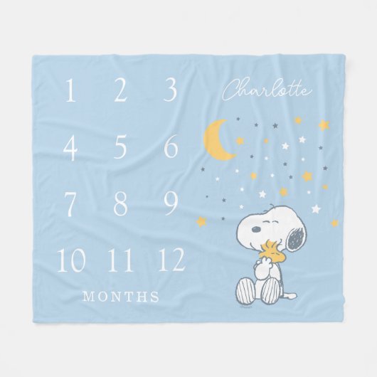 Couverture Polaire Bébé étapes mensuelles Peanuts Snoopy | (Devant (Horizontal))