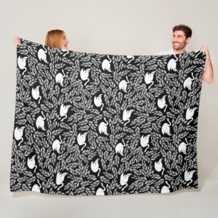 Couverture Polaire Bébé fille Motif noir et blanc cygne