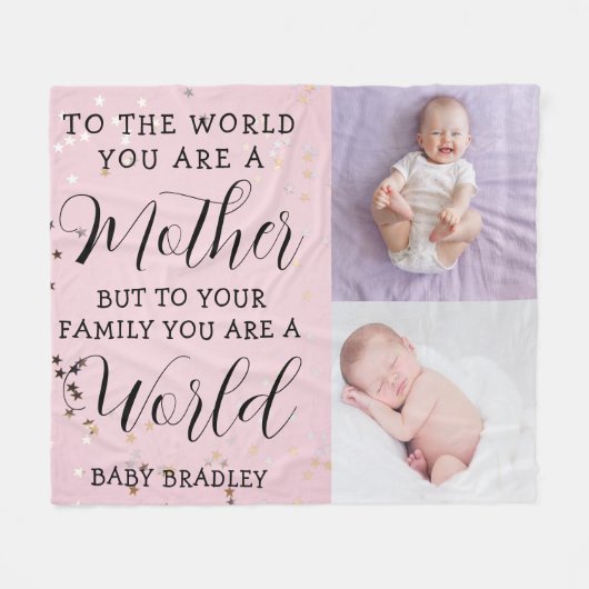 Couverture Polaire Bébé fille Première année Photo Collage Keepsaké r (Devant (Horizontal))