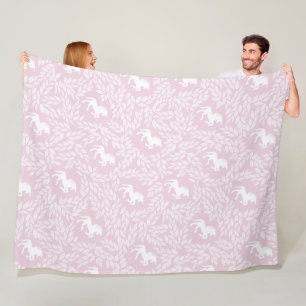 Couverture Polaire Bébé fille rose et blanc Unicorn Motif