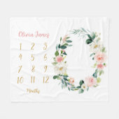 Couverture Polaire Bébé floral mignon fille Jalon mensuel bébé (Devant (Horizontal))