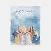 Couverture Polaire Bébé Fox aquarelle bois personnalisé (Devant)