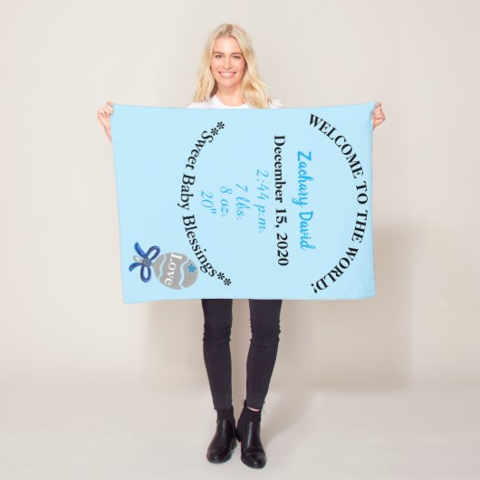 Couverture Polaire Bébé Garçon Bleu Rattle Blanche polaire (En situation)