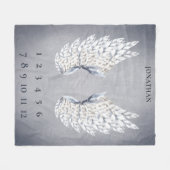 Couverture Polaire Bébé Gray Blue Angel Wings Jalon mensuel (Devant (Horizontal))