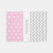 Couverture Polaire Bébé gris rose personnalisé de pois de Chevron (Devant (Horizontal))