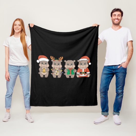 Couverture Polaire Bébé Hippopotame Moo Deng Noël (En situation)