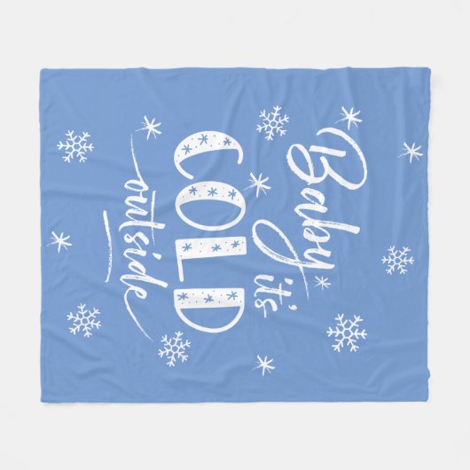 Couverture Polaire Bébé Il fait froid dehors Bleu (Devant (Horizontal))