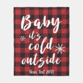 Couverture Polaire Bébé il fait froid dehors Rouge carreau de buffle (Devant)
