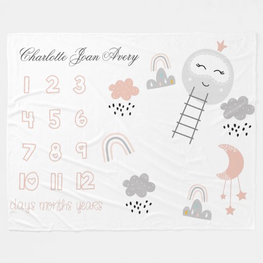 Couverture Polaire Bébé Jalon Blanket Pathway vers la Lune (Devant (Horizontal))