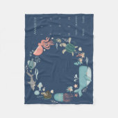 Couverture Polaire Bébé Jalon bleu sous la couronne d'animaux marins (Devant)