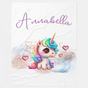 Couverture Polaire Bébé licorne mignonne et cœurs
