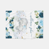 Couverture Polaire Bébé mignon éléphant bébé garçon Marine & Crème (Devant (Horizontal))