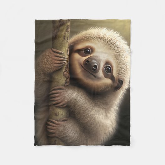 Couverture Polaire Bébé mignon Sloth Souriant Faune Nature Animal (Devant)