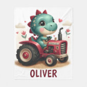 Couverture Polaire Bébé mignon Trex Dinosaur conducteur Tracteur roug (Devant)
