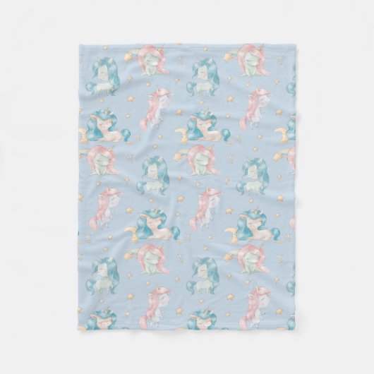 Couverture Polaire Bébé mignon Unicorn rose bleu pastel Nursery Child (Devant)