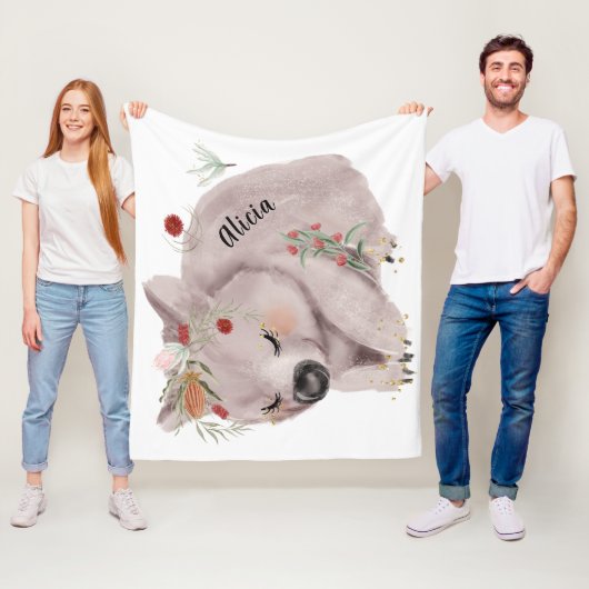 Couverture Polaire Bébé mignon Wombat Gold Speckle personnalisé (En situation)