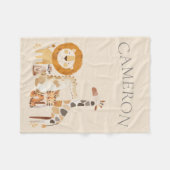 Couverture Polaire Bébé mignon Zoo Animaux Personnalisé Nom Beige (Devant (Horizontal))