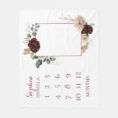 Couverture Polaire Bébé Mois Rouge Floral Monogrammé Bébé (Devant)