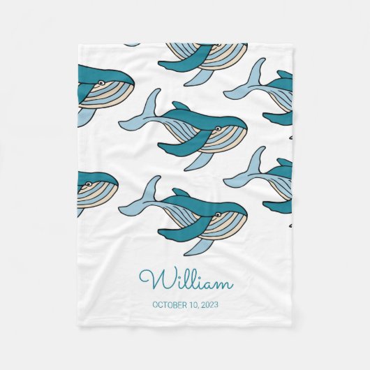 Couverture Polaire Bébé motif baleine bleue (Devant)