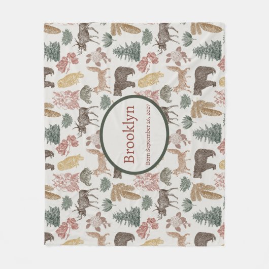 Couverture Polaire Bébé - Ours rustiques, Renard, Chouettes (Devant)