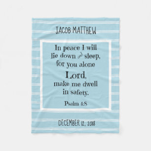 Couverture Polaire Bébé personnalisé, avec prière nocturne (Psaume 4: