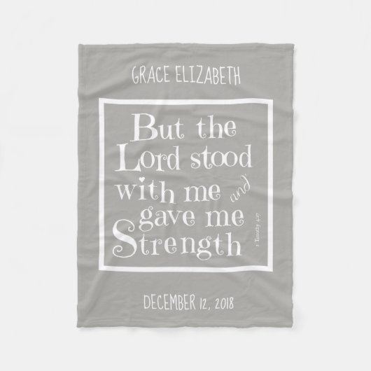 Couverture Polaire Bébé personnalisé, avec verse de Timothy (gris) (Devant)