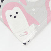 Couverture Polaire Bébé Pingouin rose Motif Blanche polaire (Coin)