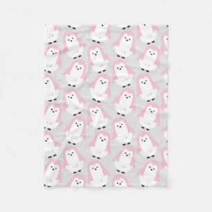 Couverture Polaire Bébé Pingouin rose Motif Blanche polaire